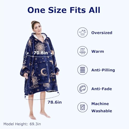 Oversized Sherpa Wearable Blanket Hoodie with Kangaroo Pocket