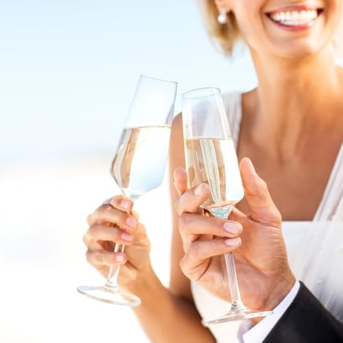 Elegant Champagne Flutes Set of 2 for Weddings & Celebrations - 8.5oz Durable Glass