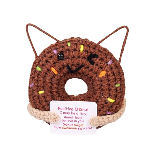 Daywhote Brown Knitted Donut Gift for Friend Handmade Friendship Decor
