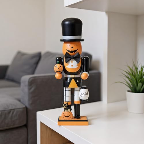 10-Inch Halloween Wooden Nutcracker Figurine - Spooky Tabletop Decor