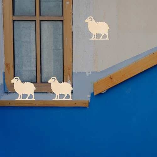 Unfinished wooden sheep ornaments, 10 pcs wall decor twine crafts