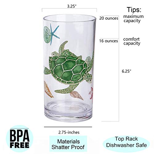 20oz Shatterproof Plastic Tumblers, BPA-Free Drinking Glasses Set of 4