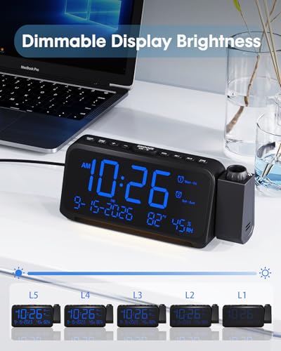 Digital Projection Alarm Clock for Bedroom, 118dB Loud for Heavy Sleepers