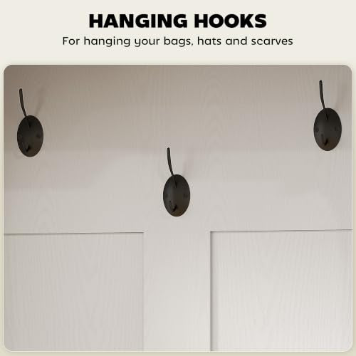 HOMCOM White Wood Grain Hall Tree with Shoe Storage, Coat Rack & Bench, 23.1 x 15.7 x 70.9 inches