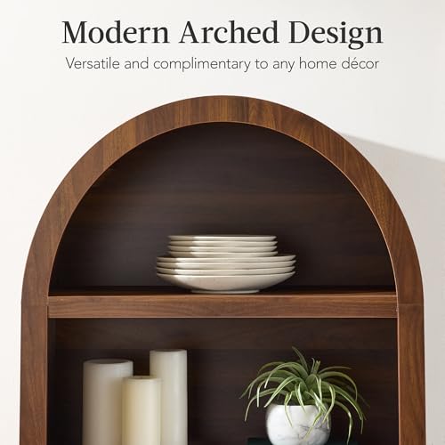 72-Inch Arched Pantry Storage Cabinet with Reeded Doors and Shelves