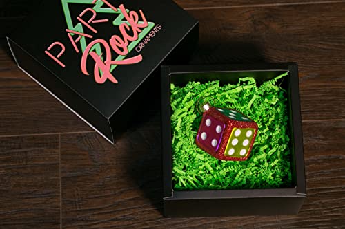 Party Rock Dice Glass Ornament - Entertainment Collection, 2-Inch Decorative Gift