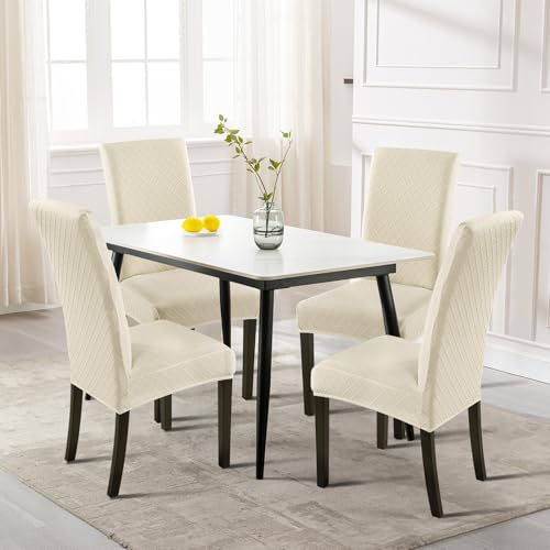 Stretch Jacquard Dining Chair Covers (Set of 6) - Removable Parsons Slipcovers