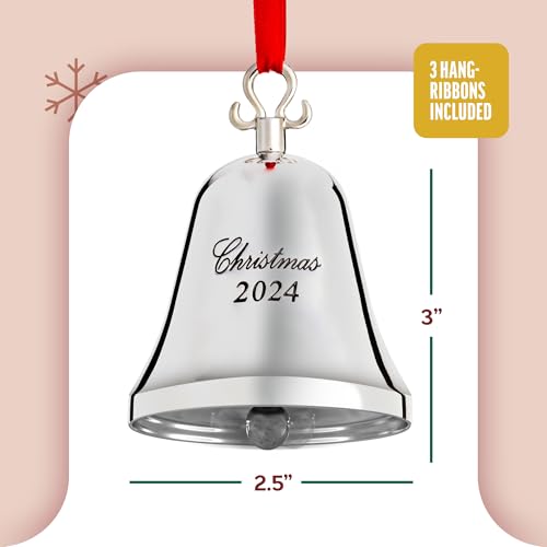 2024 Silver Christmas Bell Ornament - Engraved Nickel-Plated Holiday Decor