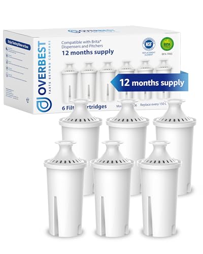 Overbest Pitcher Water Filter Replacements - NSF Certified, 6 Pack