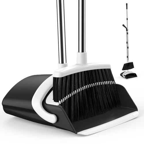 Long Handle Broom and Dustpan Set with Comb Teeth - 51" Upright Sweeping Combo