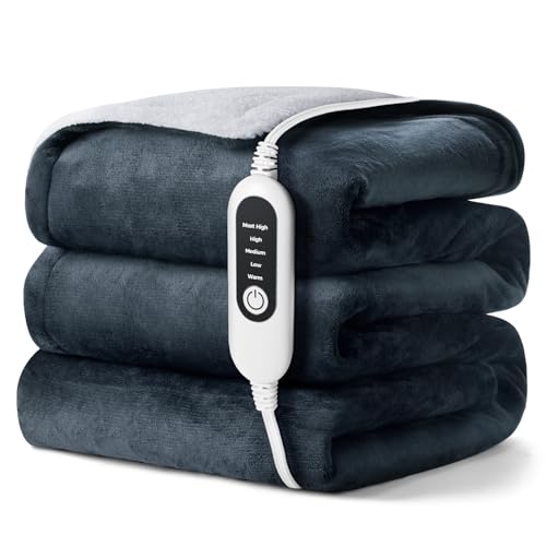 Electric Heated Blanket - Soft Flannel Throw with 5 Temperature Settings