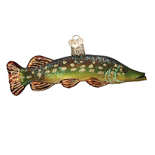 Hand-Blown Glass Pike Fish Christmas Ornament for Holiday Tree Decor