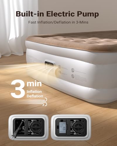 Full Size Air Mattress with Built-in Pump | Fast Inflation & Waterproof