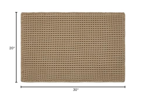 TYUU Waffle Bath Mat 30"x20" Khaki Non-Slip Absorbent Boho Rug