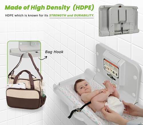 Wall Mounted Horizontal Baby Changing Station - Foldable Diaper Table