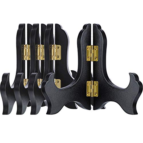 4-Pack Wooden Display Easels, 7-Inch Black Plate Stands for Decor