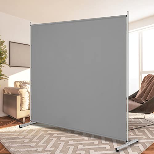 Freestanding Large Room Divider Privacy Screen, 71"W x 69.5"H Grey Partition