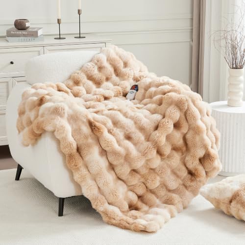 Faux Fur Heated Throw Blanket - 50"x60" Soft Tie-Dye Design