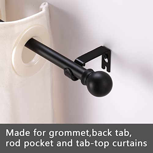 Matte Black Curtain Rods 32-48 Inch Heavy Duty Metal Window Rod Set