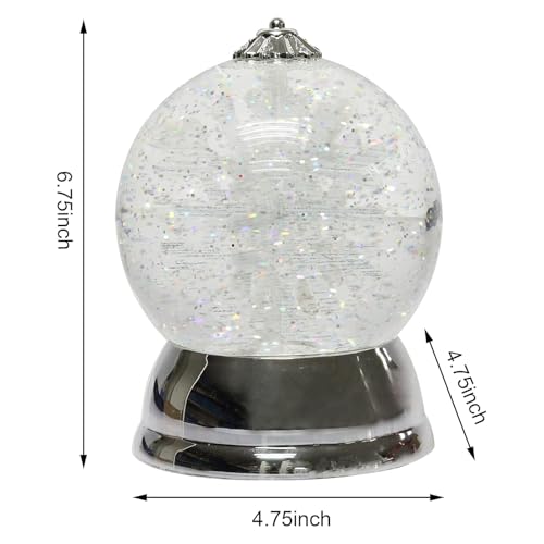 Christmas Lighted Snow Globe - 6.5" LED Spinning Snowflake Water Globe