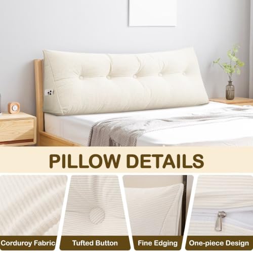 Large Triangular Bolster Headboard Pillow for Bed & Sofa