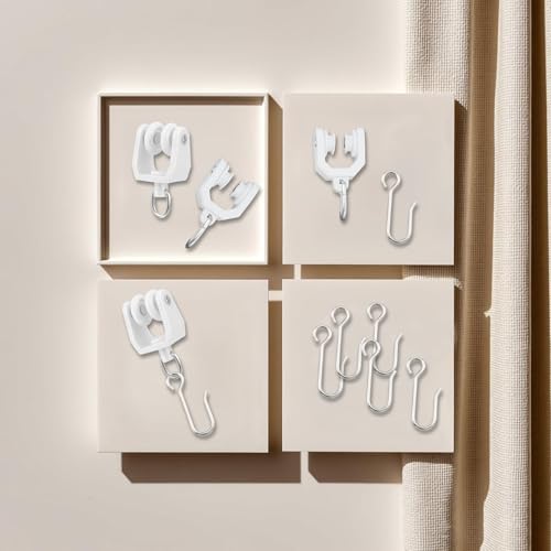 60-Piece Heavy Duty Ceiling Curtain Track Roller and S-Hook Set