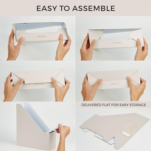 Magazine File Holder Set of 3, Decorative Desk Organizer for Paperwork