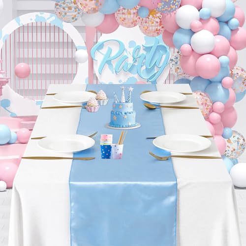 5 Pack Baby Blue Satin Table Runner 12 x 108 Inches - Variation: 12x108-5 Pack