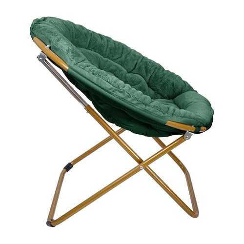 Oversized Foldable Saucer Chair, Plush Faux Fur Moon Chair for Small Spaces