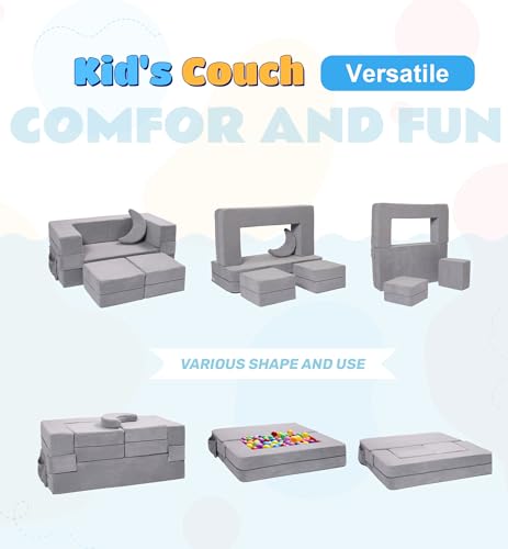 Modular Kids Sofa and Play Couch, Convertible Foam Armchair for Toddlers