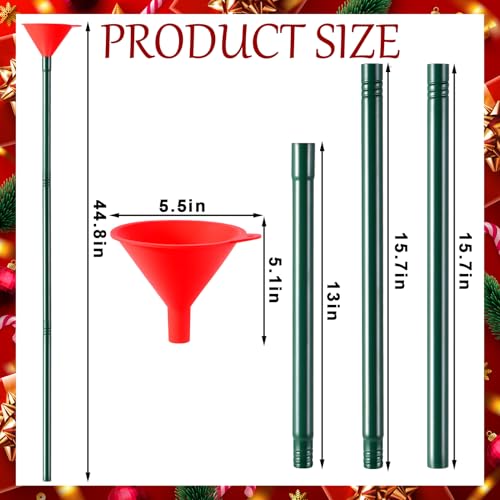 Red Christmas Tree Watering Funnel, 45-inch Long, Watertight Silicone & Stainless Steel