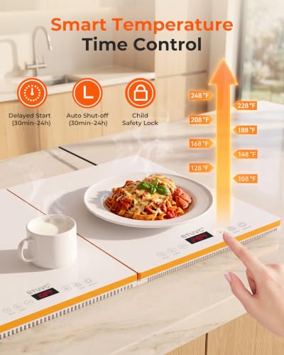 BTUVC 36x16 3-in-1 Warming Tray Set with Independent Temp & Timer, White-Gold