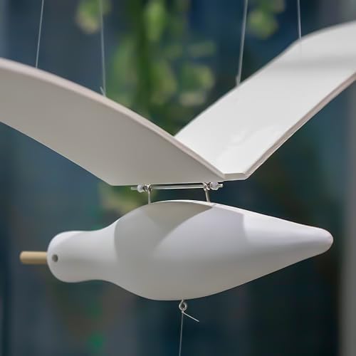 Wooden Flying Seagull Hanging Mobile, Kinetic Ceiling Art Decor, 105cm