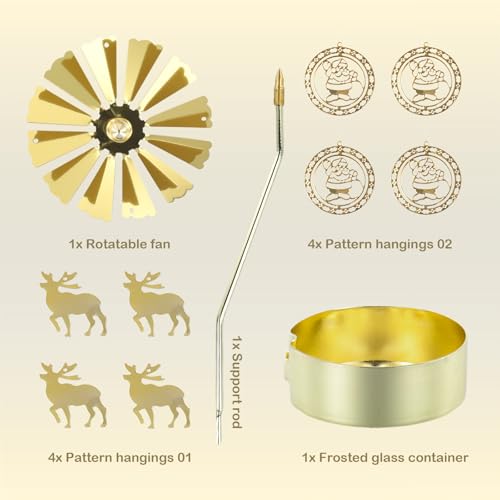 Rotary Candle Holder 2-Pack - Gold Spinning Tea Light Holder for Christmas