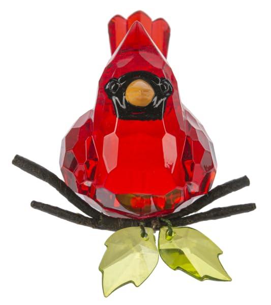 Red Acrylic Cardinal Figurine - Faceted Crystal Style Tabletop Decor