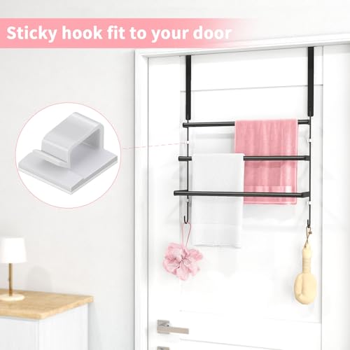 3-Tier Over-the-Door Towel Rack, Stainless Steel Bathroom Towel Bar