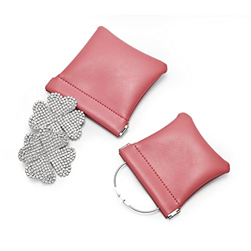 Woodten Large Pink PU Leather Travel Jewelry Pouch 4.21x4.33 inch