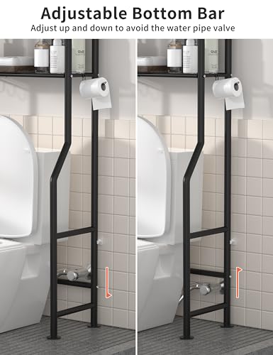 3-Tier Over-the-Toilet Storage Rack, Freestanding Carbon Steel Shelf, 64-Inch