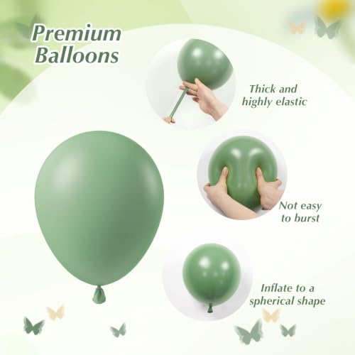 12-Inch Sage Green Balloons with White & Gold Confetti – Pack of 60 (Variation: Green Sand White)
