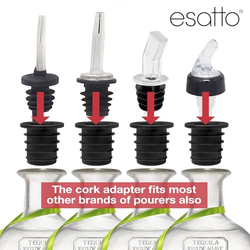 Esatto Liquor Pourers with Mesh Screen & Cork Adapters – 12 Pack