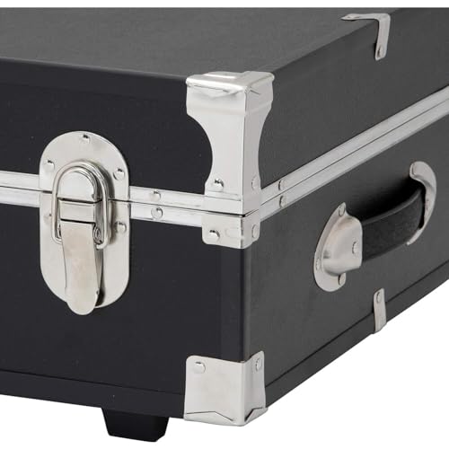 31-Inch Under-Bed Storage Trunk with Wheels and Locking Latch, Antique Black