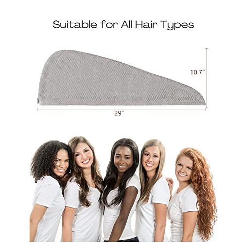 ROLSHOL 4 Pack Extra Large Microfiber Hair Towels Wraps for Women - Beige, Pink, Gray, Khaki