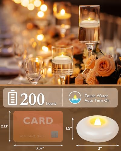 24-Pack Waterproof LED Floating Candles - 3-Inch Water-Activated Tealights