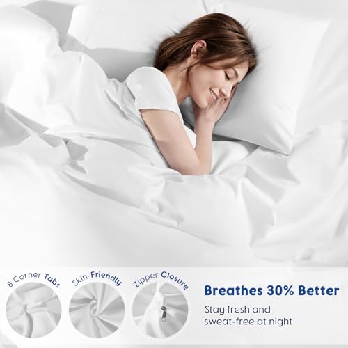 1000 Thread Count Egyptian Cotton King Duvet Cover Set - White