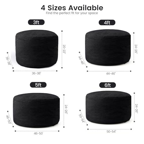 3ft Memory Foam Bean Bag Chair with Removable Washable Plush Cover - Black