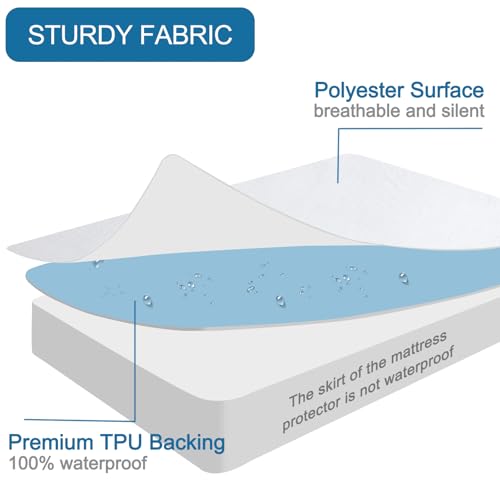 SPRINGSPIRIT Waterproof Mattress Protector Pad - Fitted Deep Pocket Cover