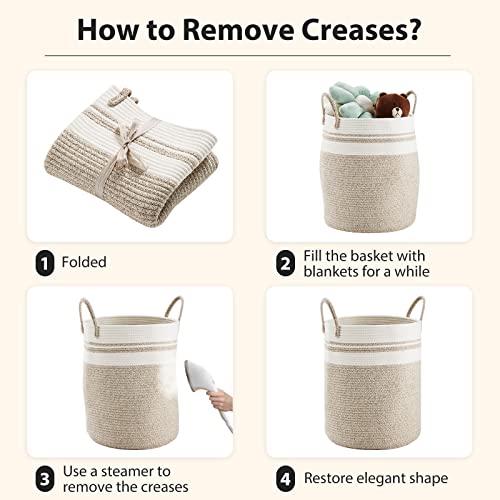 58L Woven Cotton Rope Laundry Hamper - Tall Blanket Storage Basket