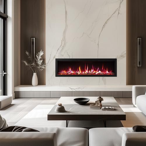 60 Inch Smart Linear Electric Fireplace Recessed Wall-Mount