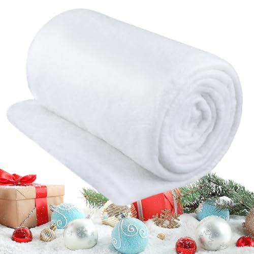 Artificial Snow Blanket Roll 5x10 ft - Thick Faux Snow Mat for Christmas Decor