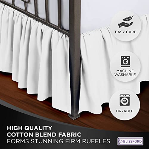 White Queen Bed Skirt with Split Corners - 14 Inch Drop Dust Ruffle